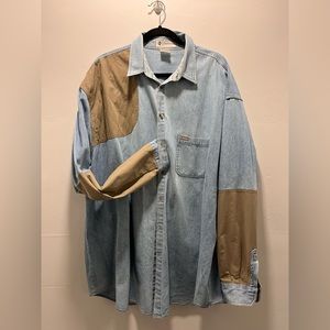 vintage columbia denim/suede button up size XXL.